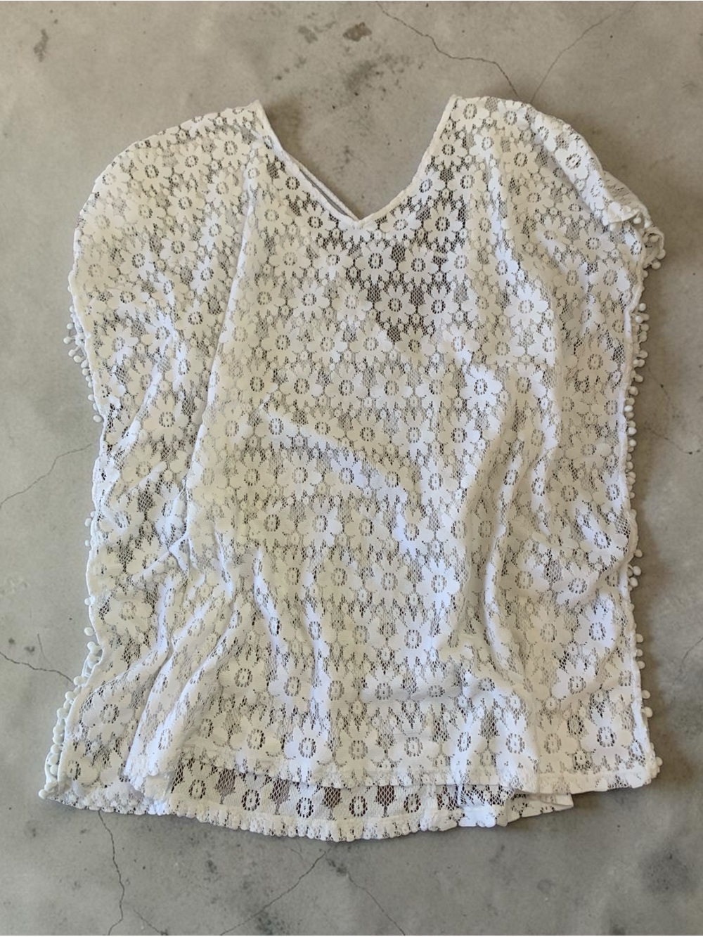 Xhilaration White Floral Lace V-Neck swimsuit coverup